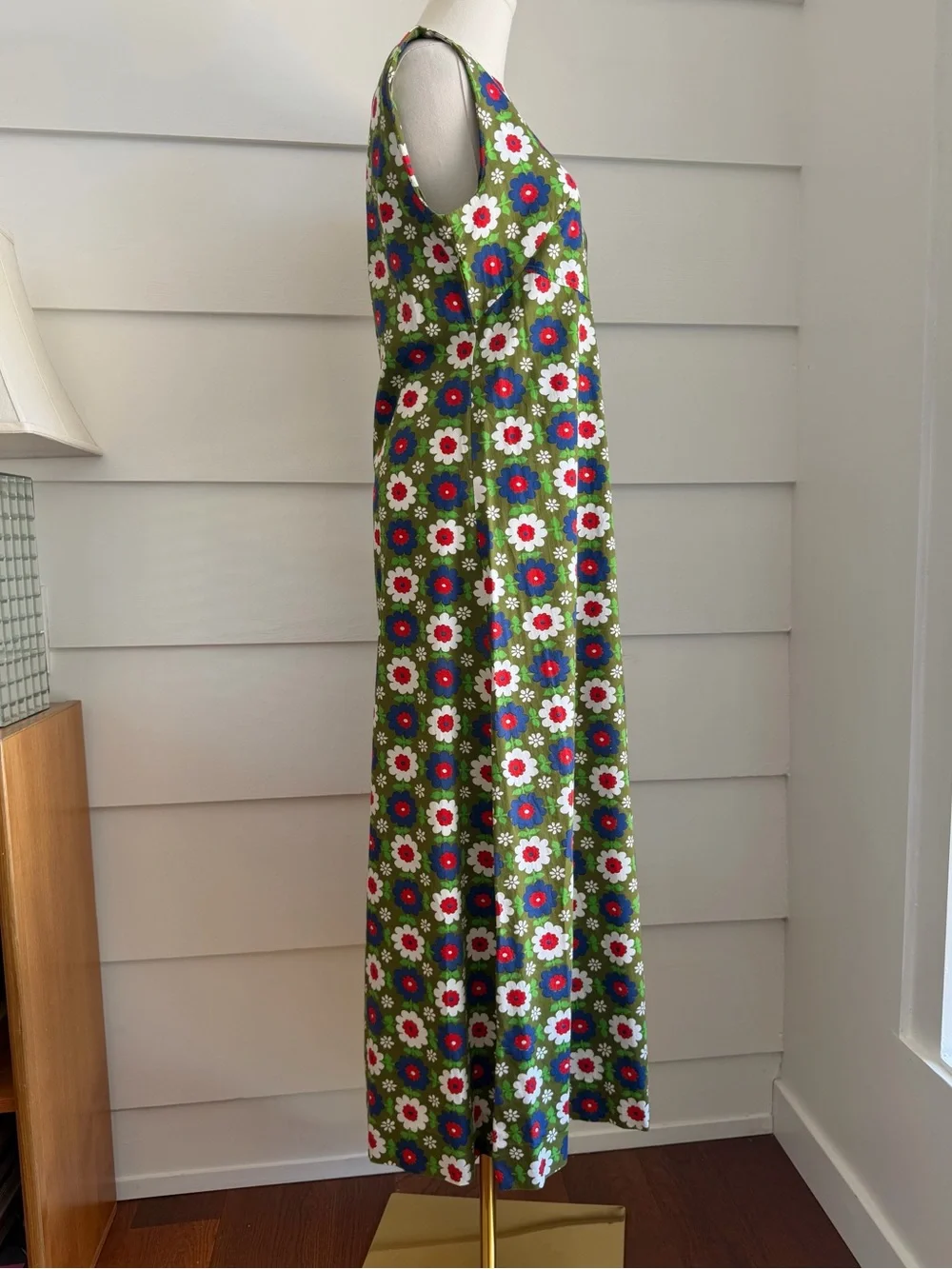 Vintage 70s Floral Print Maxi Dress Flower Power Boho Hippie - Picture 6 of 8